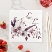 Delicate witte en magenta orchideeën  servet (Insitu)