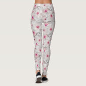 Delicate witte en roze bloem leggings (Achterkant)