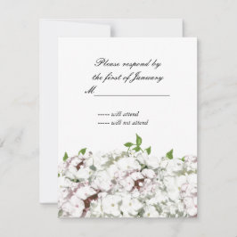 Delicate witte en roze bloemen antwoordkaart RSVP kaartje
