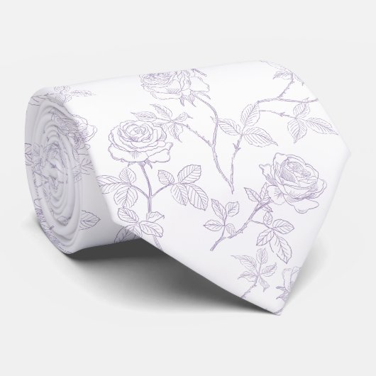 Delicate witte lavendelrozen stropdas (Opgerold)