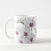 Delicate witte orchidee bloemen monogram koffiemok (Links)
