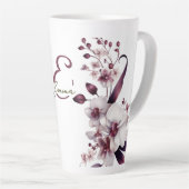 Delicate witte orchidee bloemen monogram latte mok (Rechterhoek)