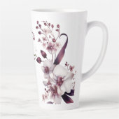 Delicate witte orchidee bloemen monogram latte mok (Rechts)