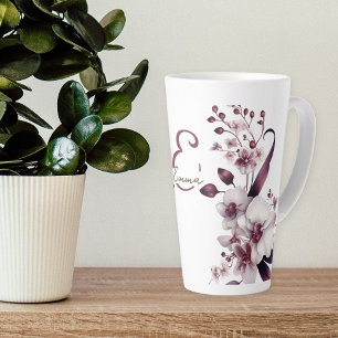 Delicate witte orchidee bloemen monogram latte mok