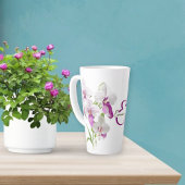 Delicate witte orchidee bloemen monogram latte mok