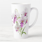 Delicate witte orchidee bloemen monogram latte mok (Rechts)