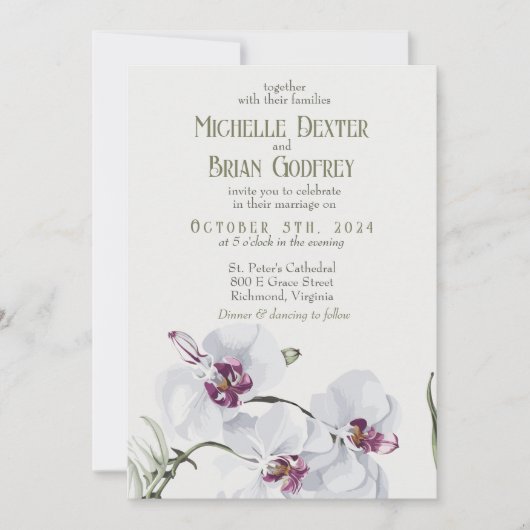 Delicate witte orchideeën bruiloft kaart (Voorkant)