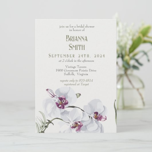 Delicate witte orchideeën schilderen Vrijgezellenf Kaart (Staand voorkant)