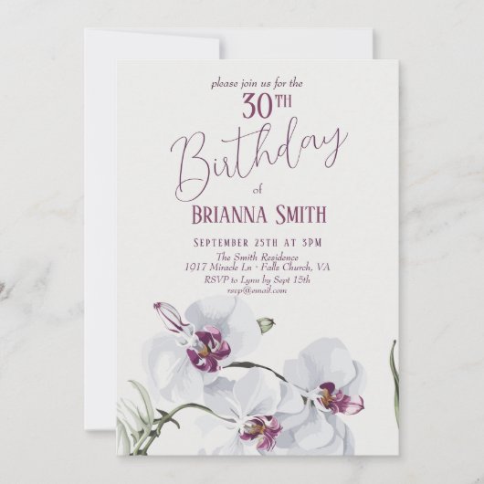 Delicate witte orchideeën schilderij 30e verjaarda kaart (Voorkant)