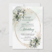 Delicate witte rozen groen wedding uitnodiging (Voorkant)