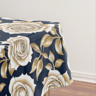 Delicate witte rozen met gouden accenten tafelkleed