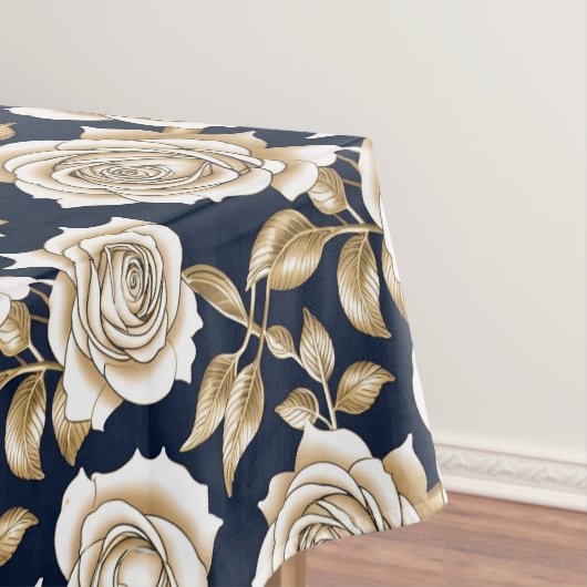 Delicate witte rozen met gouden accenten tafelkleed (Voorbeeld)