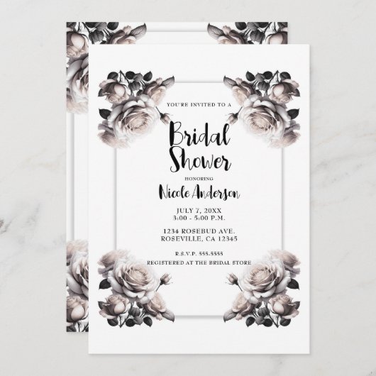 Delicate witte rozen Shabby chique douche Kaart (Voorkant / Achterkant)