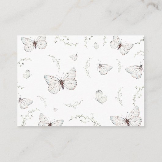 Delicate Witte Vlinder Bruidsfeest Advies Informatiekaartje (Achterkant)