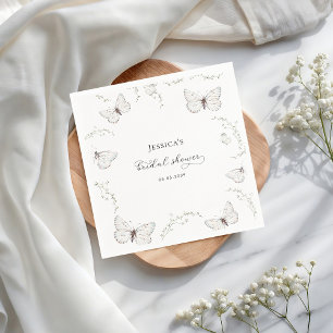 Delicate Witte Vlinder Tuin Bruidsmeisje Feest Servet