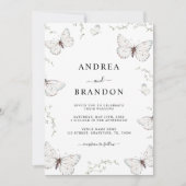 Delicate witte vlinder tuin bruiloft alles in één kaart (Voorkant)