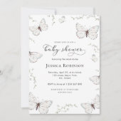 Delicate Witte Vlinder Tuin Meisje Baby shower Kaart (Voorkant)
