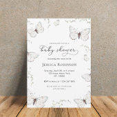 Delicate Witte Vlinder Tuin Meisje Baby shower Kaart