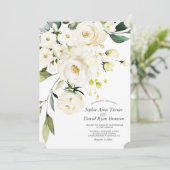 Delicate witte watercolorbloemen bruiloft kaart (Staand voorkant)