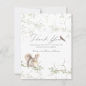Delicate Woodland Forest Squirrel Baby shower Bedankkaart (Voorkant)