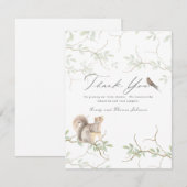 Delicate Woodland Forest Squirrel Baby shower Bedankkaart (Voorkant / Achterkant)