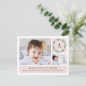 Delicate Wreath Birth Announcement Briefkaart (Staand voorkant)