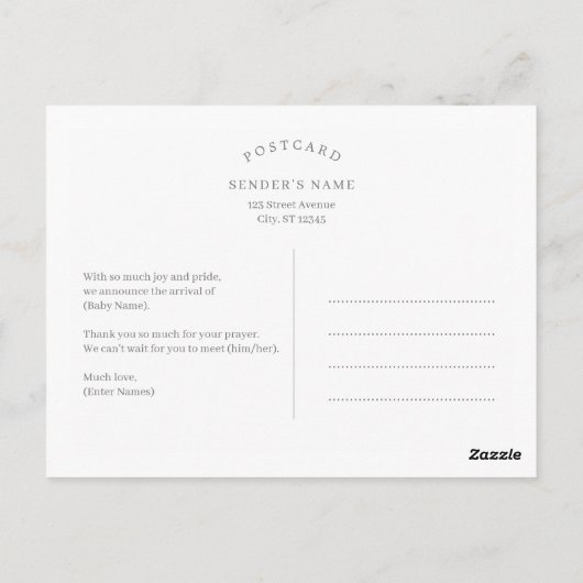 Delicate Wreath Birth Announcement Briefkaart (Achterkant)