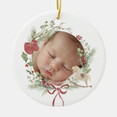 Delicate Wreath Eerste Kerstfoto Keramisch Ornament (Voorkant)