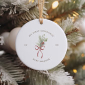 Delicate Wreath Eerste Kerstfoto Keramisch Ornament