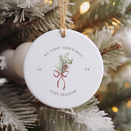 Delicate Wreath Eerste Kerstfoto Keramisch Ornament