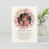 Delicate Wreath Photo Invitation Kaart (Staand voorkant)