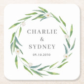 Delicate Wreath Wedding Vrijgezellenfeest Kartonnen Onderzetters (Voorkant)