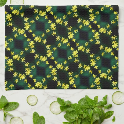 Delicate Yellow Daisy Wildflower Abstract patroon Theedoek (Gevouwen)