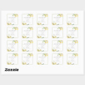 Delicate Yellow Floral Sage Green Save the Date Vierkante Sticker (Vel)