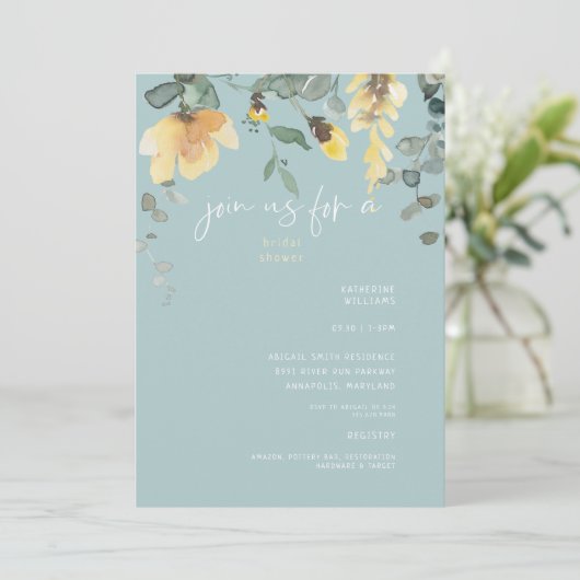 Delicate Yellow Peony Floral Vrijgezellenfeest Kaart (Staand voorkant)