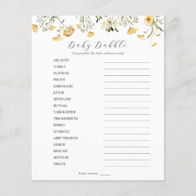 Delicate Yellow Wilde Baby Babble Scramble (Voorkant)