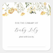 Delicate Yellow Wilde Baby shower Bookplaat Vierkante Sticker (Voorkant)