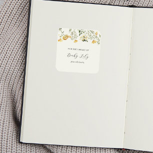 Delicate Yellow Wilde Baby shower Bookplaat Vierkante Sticker