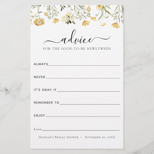 Delicate Yellow Wildflower Advies voor Passen getr (Voorkant)