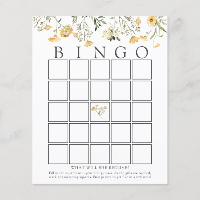 Delicate Yellow Wildflower Bingo Game Kaart (Voorkant)