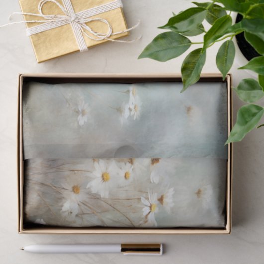 Delicate, zachte elegante madeliefjes decoupage tissuepapier (Geschenk)