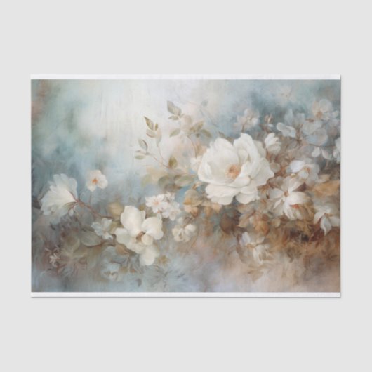Delicate, Zachte Mooie Elegante Bloemendecoupage Tissuepapier (Voorkant)