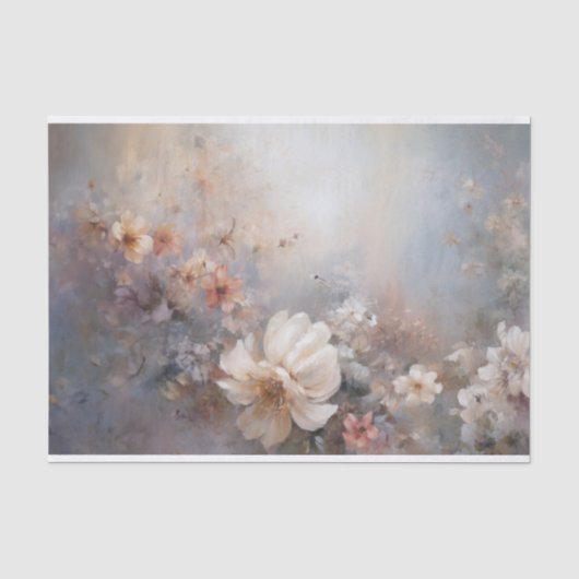 Delicate, Zachte Mooie Elegante Bloemendecoupage Tissuepapier (Voorkant)