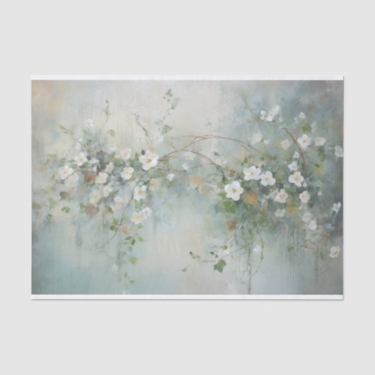 Delicate, Zachte Mooie Elegante Bloemendecoupage Tissuepapier (Voorkant)
