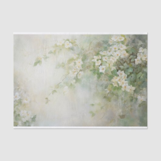 Delicate, Zachte Mooie Elegante Bloemendecoupage Tissuepapier (Voorkant)
