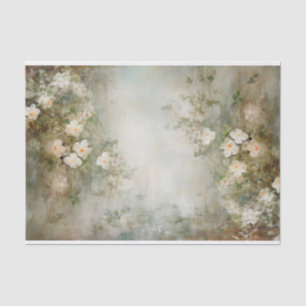 Delicate, Zachte Mooie Elegante Bloemendecoupage Tissuepapier