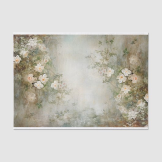 Delicate, Zachte Mooie Elegante Bloemendecoupage Tissuepapier (Voorkant)