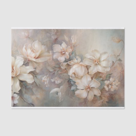 Delicate, Zachte Mooie Elegante Bloemendecoupage Tissuepapier (Voorkant)