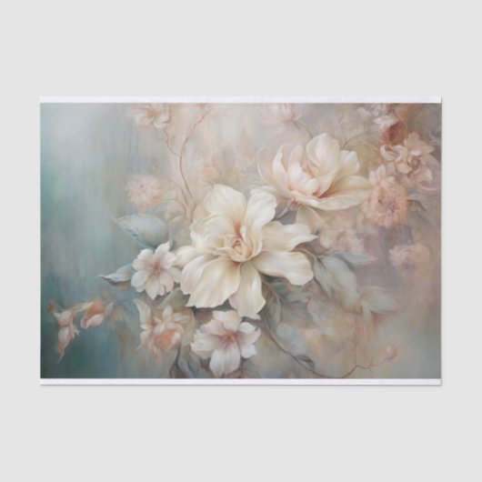 Delicate, Zachte Mooie Elegante Bloemendecoupage Tissuepapier (Voorkant)