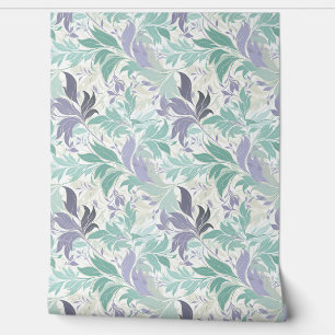 Delicate Zachte pastel paarse en salie groene blad Behang